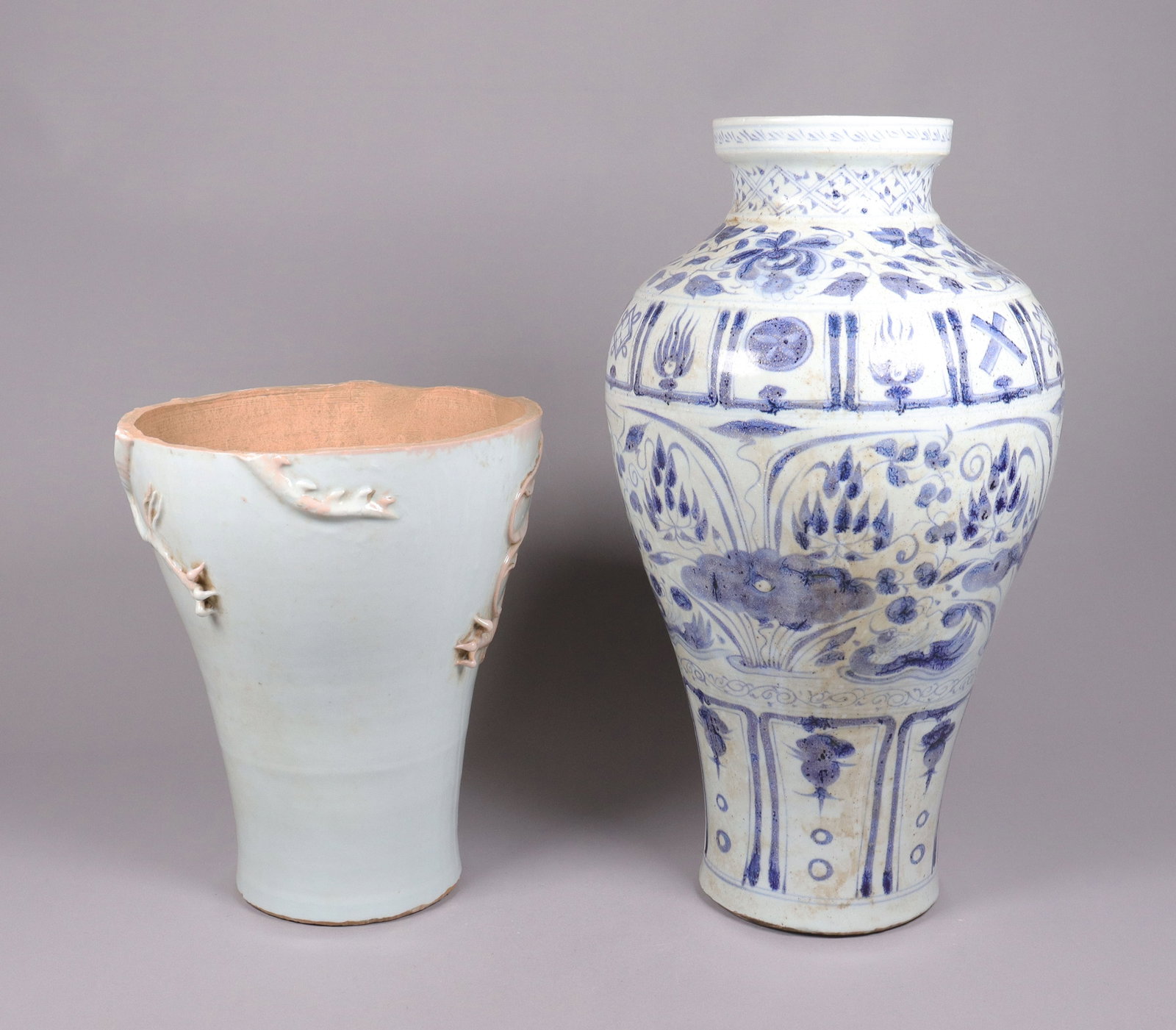 Lots Chinese tall vase: Lots Chinese tall vase, from an estate. Largest H: 18.5" x W: 9.5."