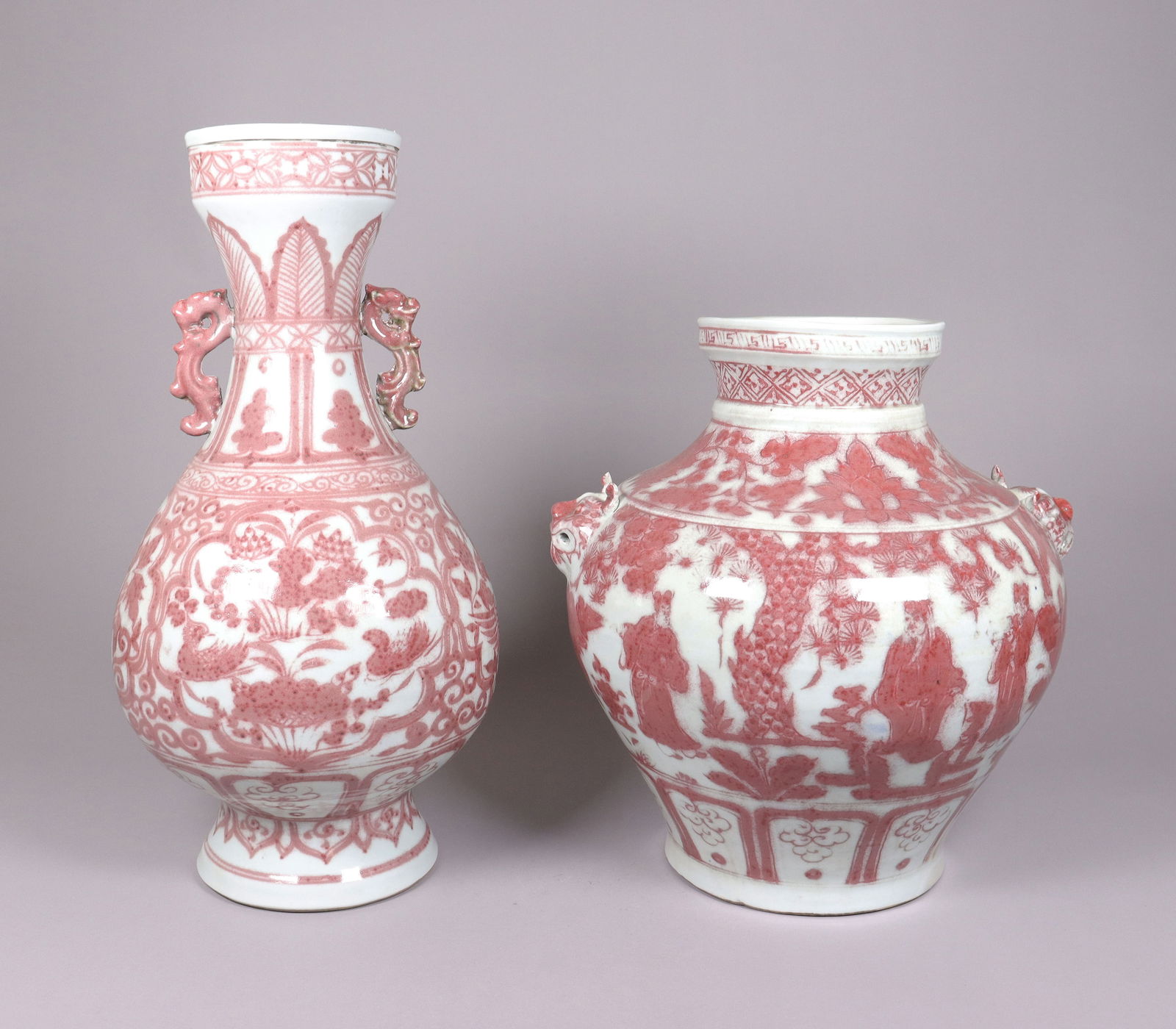 Lots Chinese copper red jars: Lots Chinese fine copper red jars. Largest H: 19.5" x W: 9.25."