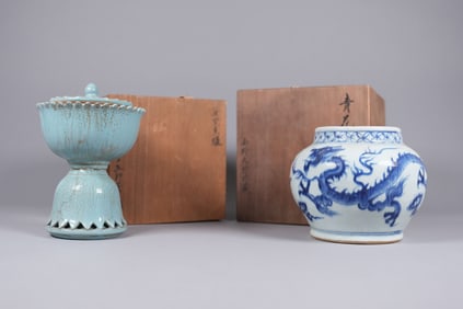 Lots Chinese vase with wooden box