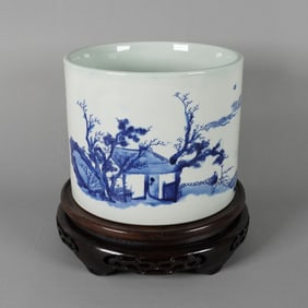 Chinese fine antique b/w brush pot