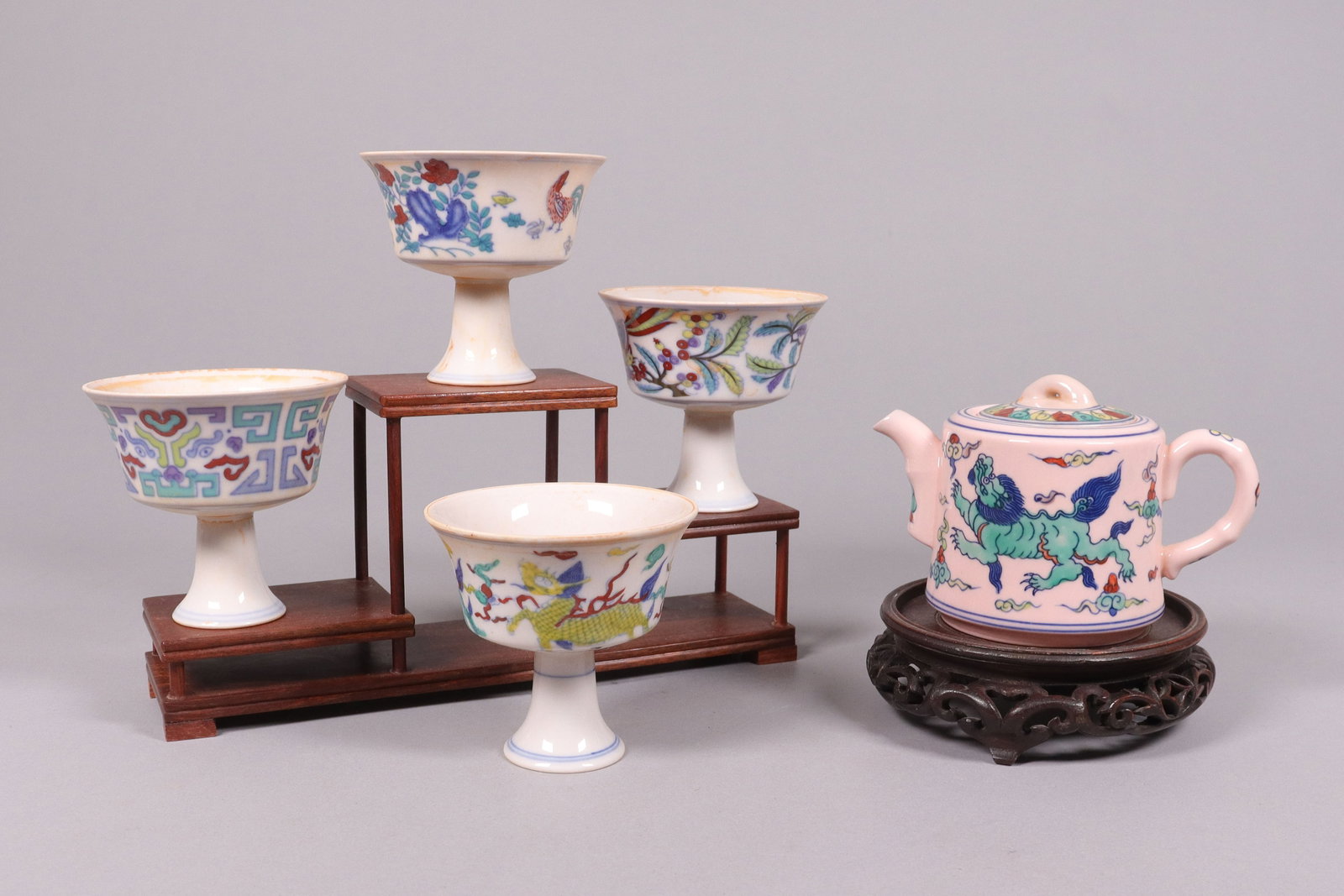 Lots Chinese fancy porcelain items: Lots Chinese fancy porcelain items, largest H: 3.25" x W: 4.75."