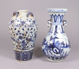 Lots Chinese tall b/w vase