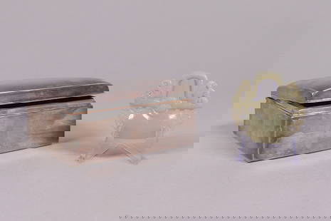 Chinese celadon jade in box: Chinese celadon jade in a fine box.