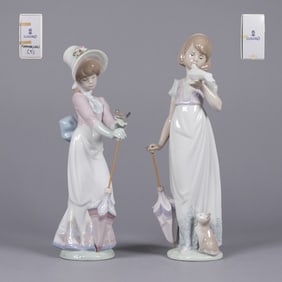 2 pcs Lladro tall figurines