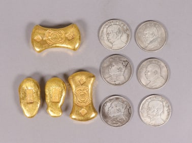 Lots Chinese ingots and coins ungraded