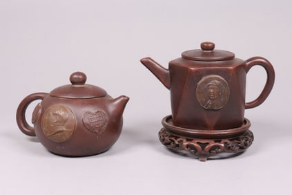 2 Chinese clay teapots