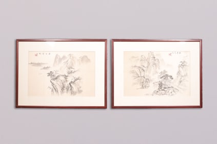 2 Chinese fine painting in frame