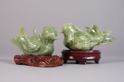 2 Chinese carved bird