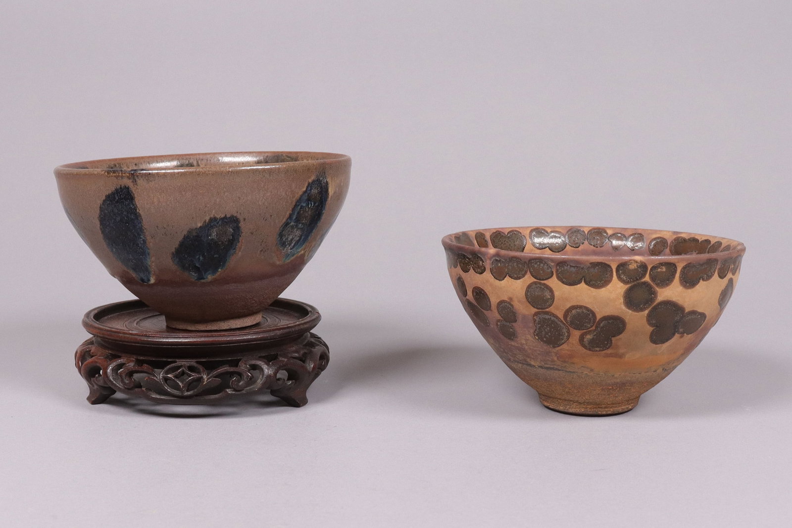 2 Chinese tea bowls: 2 Chinese fine tea bowls. Largest H: 3" x W: 5.2."