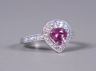 Platinum diamond sapphire ring GIA US 6.75