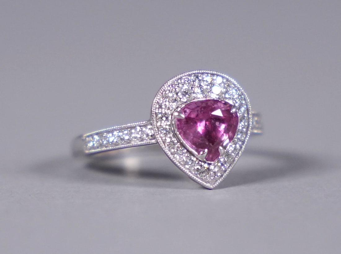 Platinum diamond sapphire ring GIA US 6.75 (1 of 10)