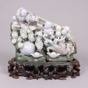 Chinese fine jadeite boulder with stand