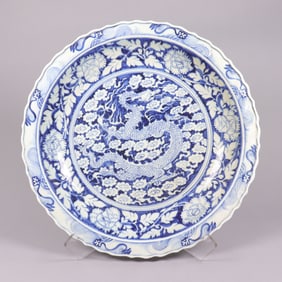 Chinese important b/w dragon plate estate