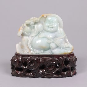 Chinese fine jadeite buddha with stand