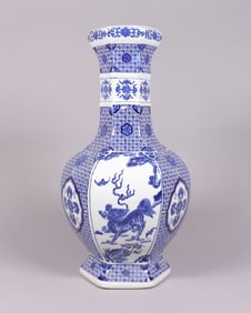 Chinese tall b/w vase