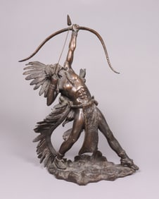A vintage bronze Native American sculpture
