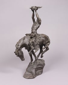 A very large bronze Native American sculpture