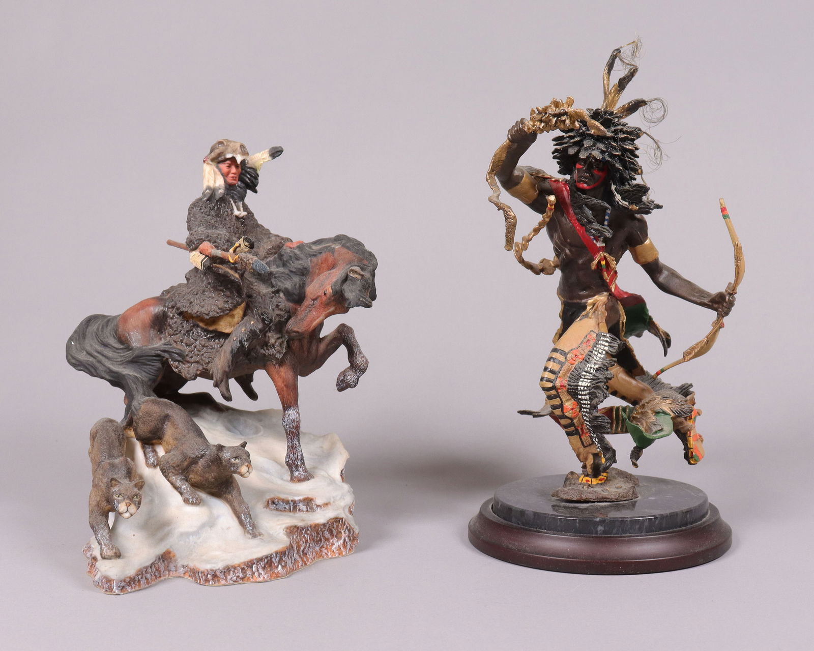 Lots vintage Native American figures: Lots vintage Native American figures. Largest H: 9" x W: 8.25."