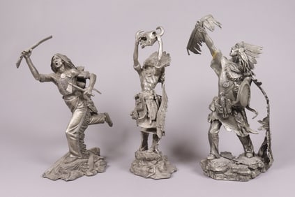 Lots carved Native American sculptures