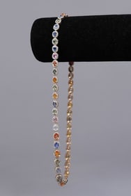 14 kt y/g sapphire diamond necklace