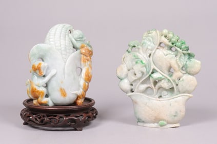 2 Chinese jadeite carvings