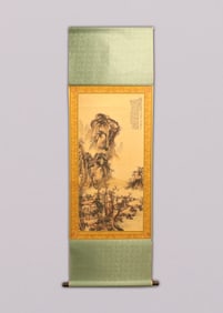 Chinese fine scroll in wooden box