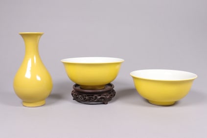 Lots Chinese yellow porcelains
