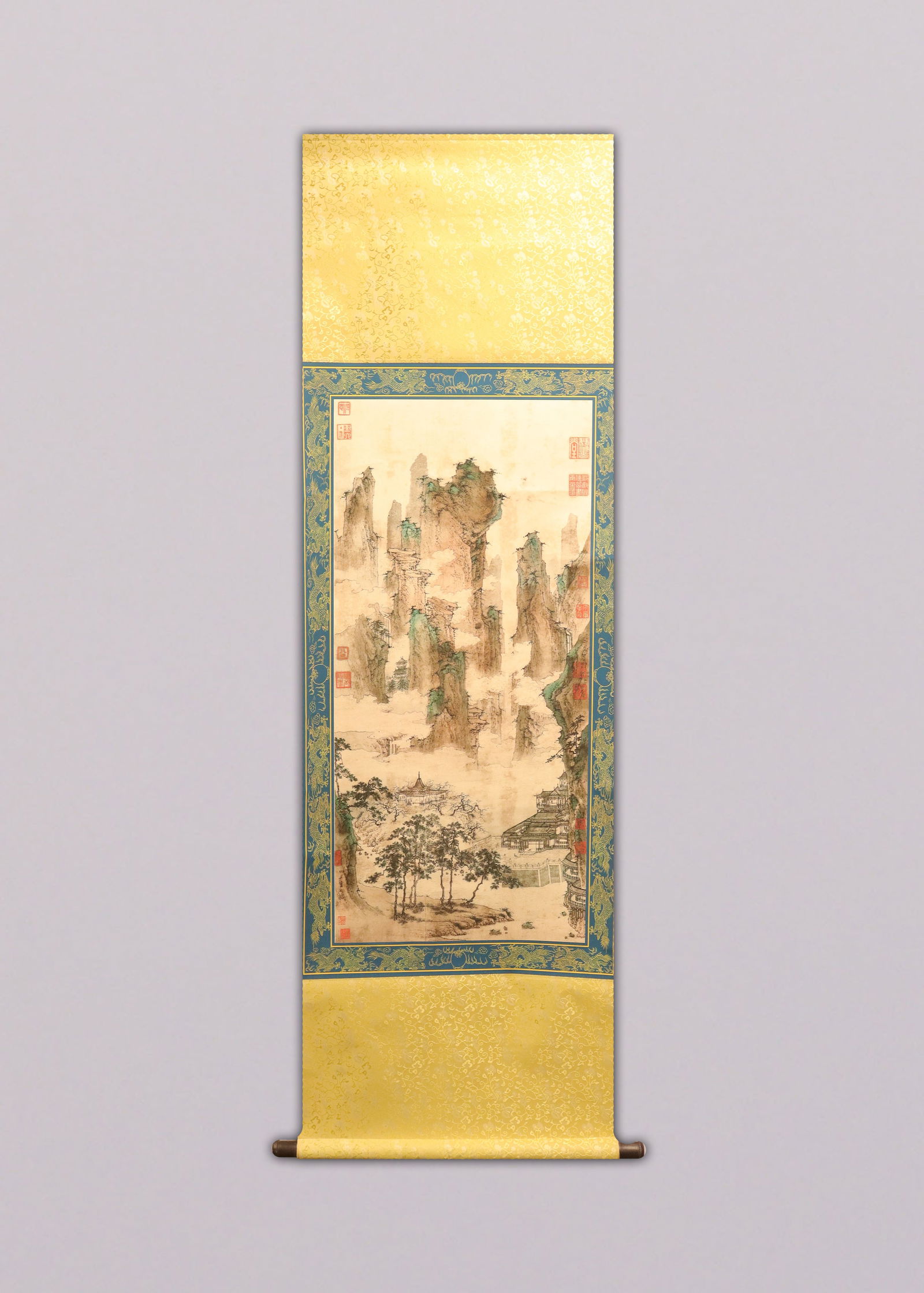 Chinese long fine scroll in box (1 of 5)