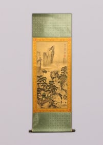 Chinese long scroll in wooden box