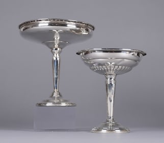 2 antique silver stem bowl 14.8 oz