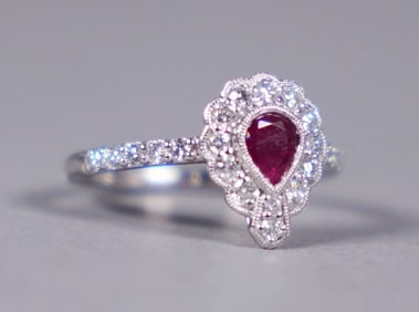 Platinum ruby diamond ring GIA 6.75 US unheated