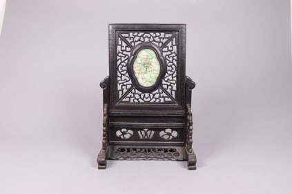 Chinese jadeite plaque on panel