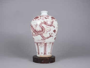 Chinese copper red dragon vase