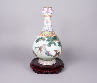 Chinese important deer vase estate