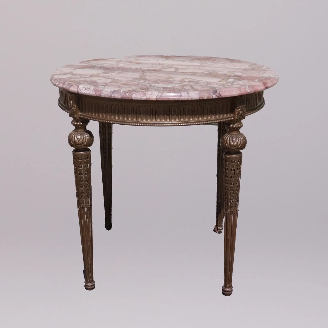 Heavy vintage European marble side table (1 of 6)