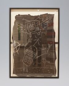Keith Haring framed chalk drawing Meltzer estate provenance