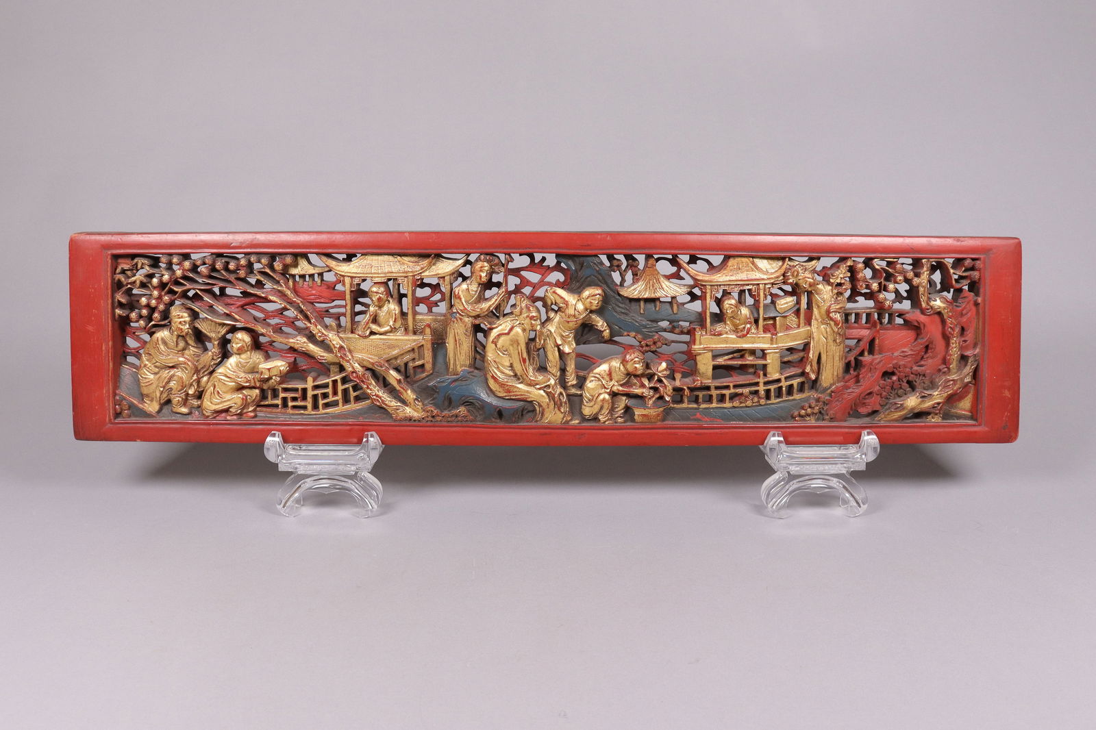 Chinese antique wooden panel: Chinese antique wooden panel. L: 29.5" x W: 6.5."