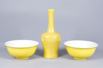 Lots Chinese yellow porcelains