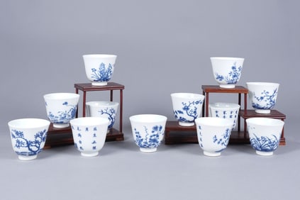 12 Chinese fine cups