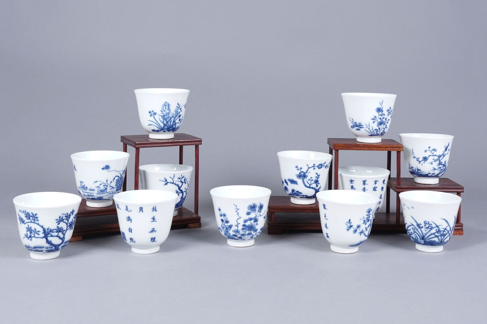 12 Chinese fine cups: 12 Chinese fine cups, H: 1.5" x W: 1.5."