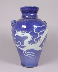 Chinese blue dragon vase