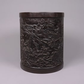 Chinese large wooden brush pot