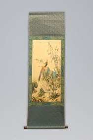 Chinese long scroll with wooden box