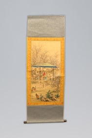 Chinese long scroll with wooden box