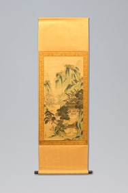 Chinese long scroll with wooden box