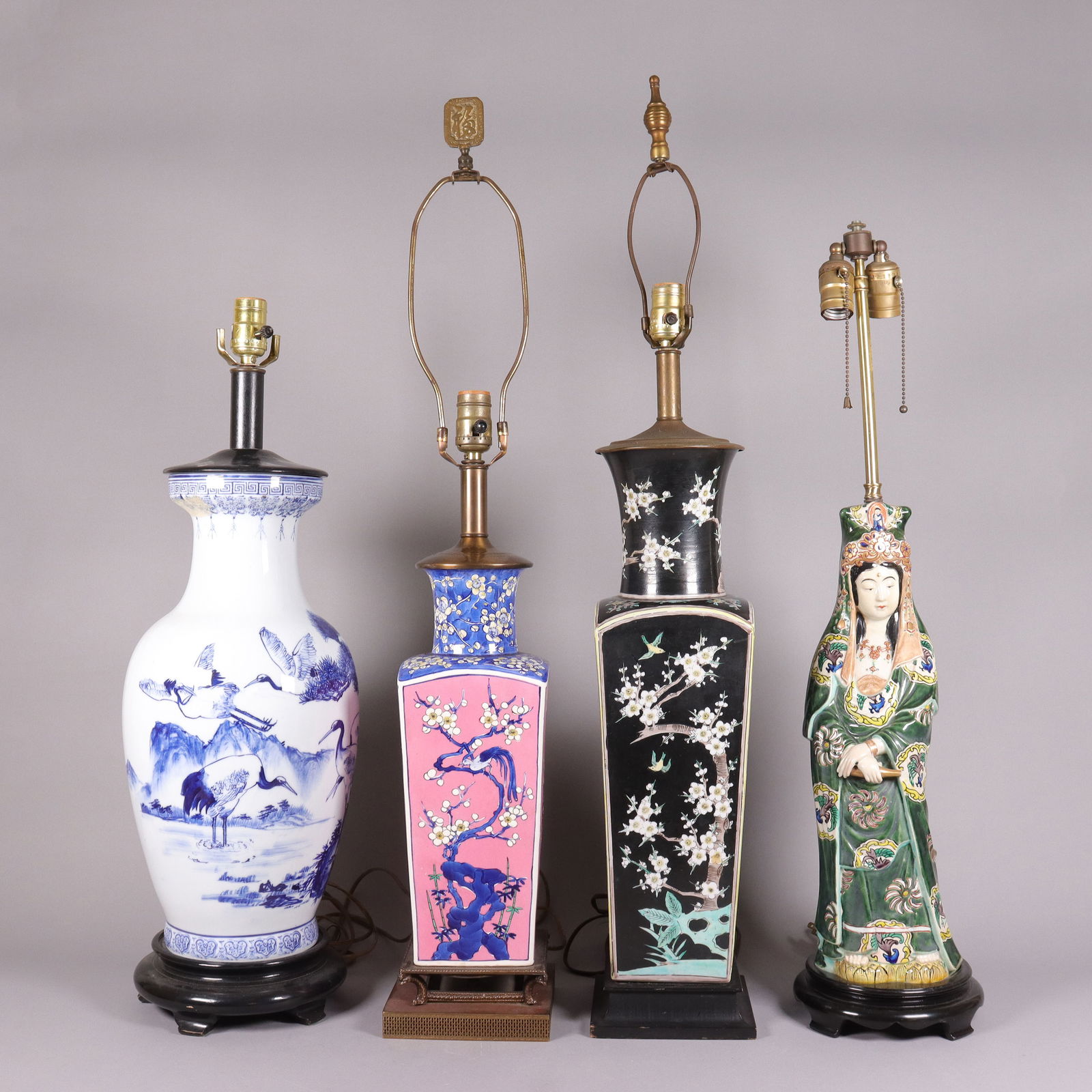 Lots Chinese lamps: Lots Chinese lamps, largest H: 35.5" x W: 5.5."