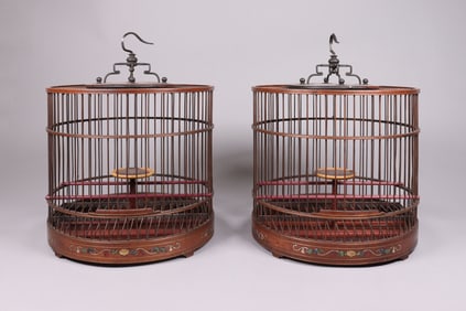 2 Chinese antique bird cage