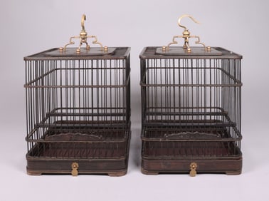 2 Chinese antique bird cage