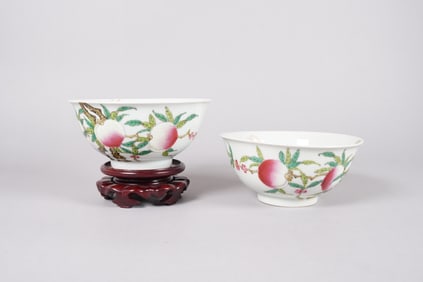 2 Chinese peach bowls