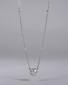 18 kt w/g natural diamond necklace